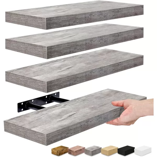imageSorbus Floating Shelves for Wall Bathroom Shelves Wall Mounted for Kitchen Bedroom Bathroom Storage Over Toilet Hanging Book Shelf for Wall Home Decor Living Room Grey 3 PackGrey
