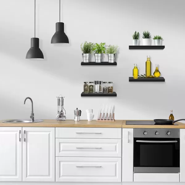 imageSorbus Floating Shelves for Wall Bathroom Shelves Wall Mounted for Kitchen Bedroom Bathroom Storage Over Toilet Hanging Book Shelf for Wall Home Decor Living Room Grey 3 PackBlack
