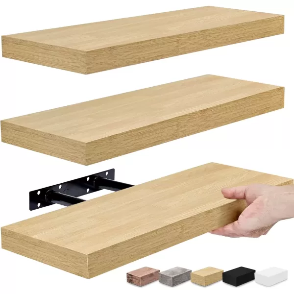 imageSorbus Floating Shelves for Wall Bathroom Shelves Wall Mounted for Kitchen Bedroom Bathroom Storage Over Toilet Hanging Book Shelf for Wall Home Decor Living Room Grey 3 PackMaple Wood