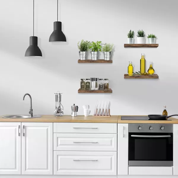 imageSorbus Floating Shelves for Wall Bathroom Shelves Wall Mounted for Kitchen Bedroom Bathroom Storage Over Toilet Hanging Book Shelf for Wall Home Decor Living Room Grey 3 PackWalnut