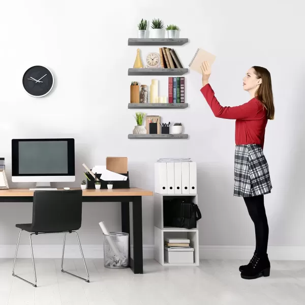 imageSorbus Floating Shelves for Wall Bathroom Shelves Wall Mounted for Kitchen Bedroom Bathroom Storage Over Toilet Hanging Book Shelf for Wall Home Decor Living Room Grey 3 PackGrey