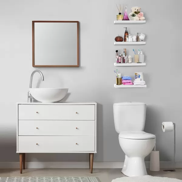 imageSorbus Floating Shelves for Wall Bathroom Shelves Wall Mounted for Kitchen Bedroom Bathroom Storage Over Toilet Hanging Book Shelf for Wall Home Decor Living Room Grey 3 PackWhite