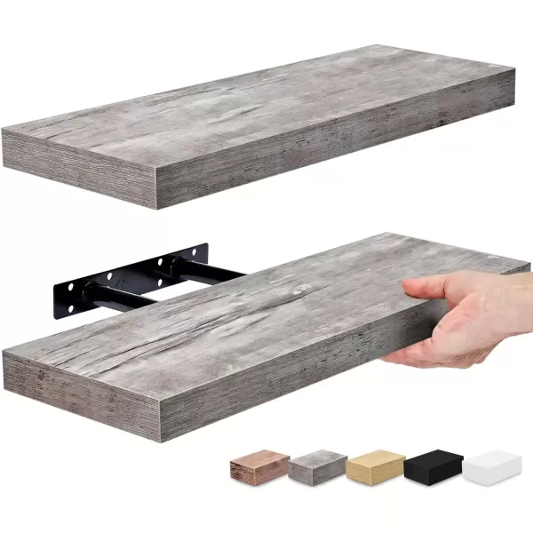imageSorbus Floating Shelves for Wall Bathroom Shelves Wall Mounted for Kitchen Bedroom Bathroom Storage Over Toilet Hanging Book Shelf for Wall Home Decor Living Room Grey 3 PackGrey