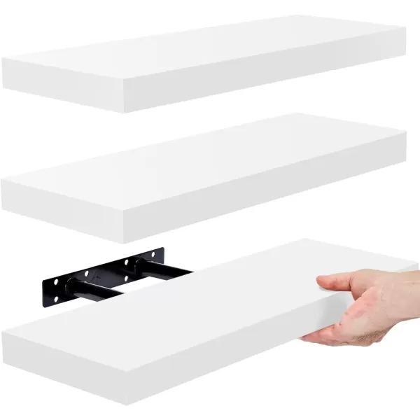 imageSorbus Floating Shelves for Wall Bathroom Shelves Wall Mounted for Kitchen Bedroom Bathroom Storage Over Toilet Hanging Book Shelf for Wall Home Decor Living Room Grey 3 PackWhite
