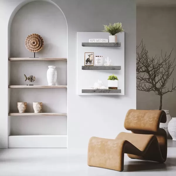 imageSorbus Floating Shelves for Wall Bathroom Shelves Wall Mounted for Kitchen Bedroom Bathroom Storage Over Toilet Hanging Book Shelf for Wall Home Decor Living Room Grey 3 PackGrey
