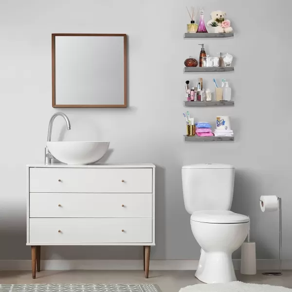 imageSorbus Floating Shelves for Wall Bathroom Shelves Wall Mounted for Kitchen Bedroom Bathroom Storage Over Toilet Hanging Book Shelf for Wall Home Decor Living Room Grey 3 PackGrey