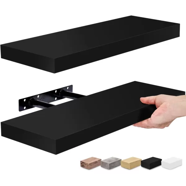 imageSorbus Floating Shelves for Wall Bathroom Shelves Wall Mounted for Kitchen Bedroom Bathroom Storage Over Toilet Hanging Book Shelf for Wall Home Decor Living Room Grey 3 PackBlack