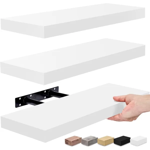 imageSorbus Floating Shelves for Wall Bathroom Shelves Wall Mounted for Kitchen Bedroom Bathroom Storage Over Toilet Hanging Book Shelf for Wall Home Decor Living Room Grey 3 PackWhite