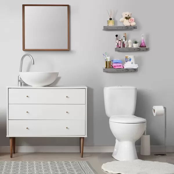 imageSorbus Floating Shelves for Wall Bathroom Shelves Wall Mounted for Kitchen Bedroom Bathroom Storage Over Toilet Hanging Book Shelf for Wall Home Decor Living Room Grey 3 PackGrey
