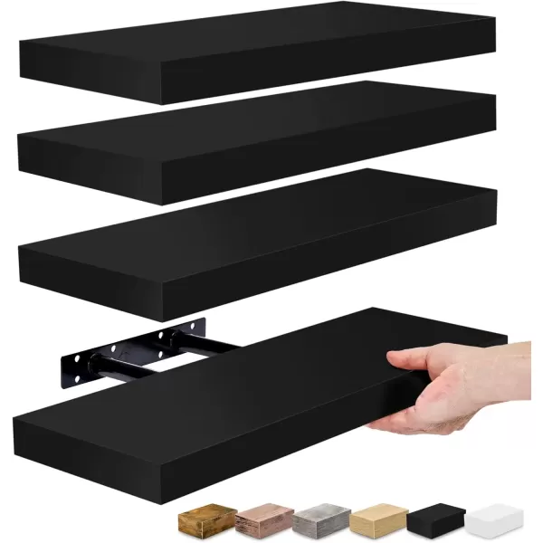 imageSorbus Floating Shelves for Wall Bathroom Shelves Wall Mounted for Kitchen Bedroom Bathroom Storage Over Toilet Hanging Book Shelf for Wall Home Decor Living Room Grey 3 PackBlack
