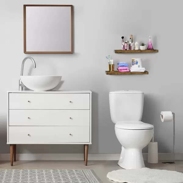 imageSorbus Floating Shelves for Wall Bathroom Shelves Wall Mounted for Kitchen Bedroom Bathroom Storage Over Toilet Hanging Book Shelf for Wall Home Decor Living Room Grey 3 PackWalnut
