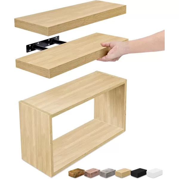 imageSorbus Floating Shelves for Wall Bathroom Shelves Wall Mounted for Kitchen Bedroom Bathroom Storage Over Toilet Hanging Book Shelf for Wall Home Decor Living Room Grey 3 PackMaple Wood
