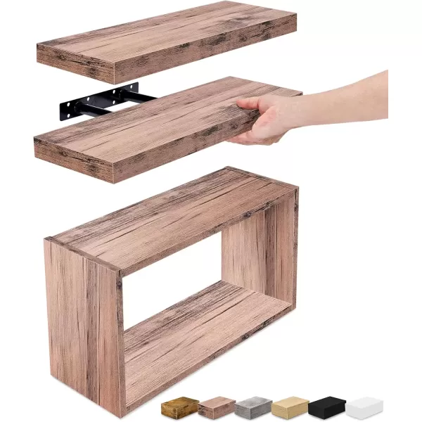 imageSorbus Floating Shelves for Wall Bathroom Shelves Wall Mounted for Kitchen Bedroom Bathroom Storage Over Toilet Hanging Book Shelf for Wall Home Decor Living Room Grey 3 PackMahogany