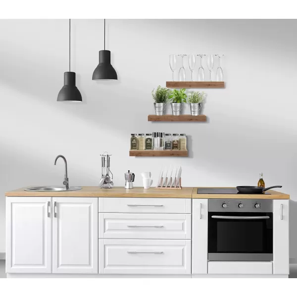 imageSorbus Floating Shelves for Wall Bathroom Shelves Wall Mounted for Kitchen Bedroom Bathroom Storage Over Toilet Hanging Book Shelf for Wall Home Decor Living Room Grey 3 PackMahogany