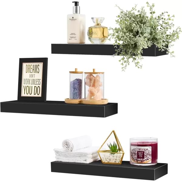 imageSorbus Floating Shelves for Wall Bathroom Shelves Wall Mounted for Kitchen Bedroom Bathroom Storage Over Toilet Hanging Book Shelf for Wall Home Decor Living Room Grey 3 PackBlack