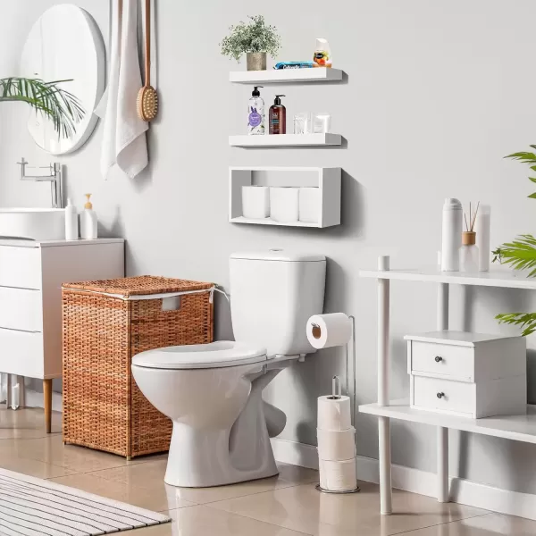 imageSorbus Floating Shelves for Wall Bathroom Shelves Wall Mounted for Kitchen Bedroom Bathroom Storage Over Toilet Hanging Book Shelf for Wall Home Decor Living Room Grey 3 PackWhite