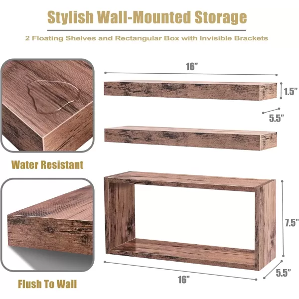 imageSorbus Floating Shelves for Wall Bathroom Shelves Wall Mounted for Kitchen Bedroom Bathroom Storage Over Toilet Hanging Book Shelf for Wall Home Decor Living Room Grey 3 PackMahogany