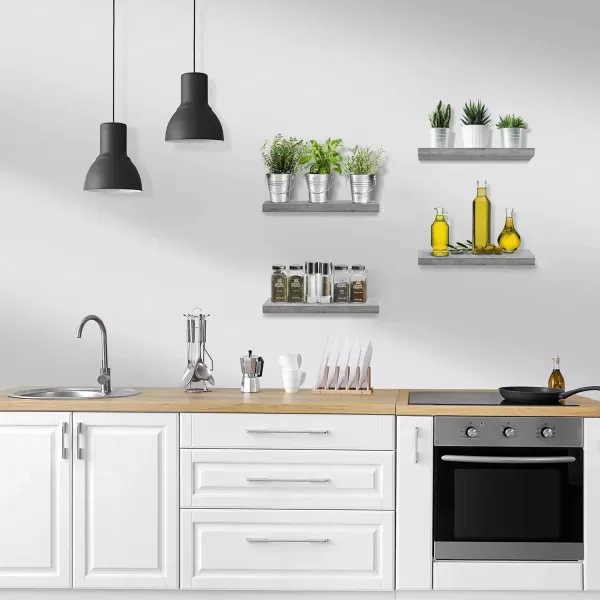 imageSorbus Floating Shelves for Wall Bathroom Shelves Wall Mounted for Kitchen Bedroom Bathroom Storage Over Toilet Hanging Book Shelf for Wall Home Decor Living Room Grey 3 PackGrey