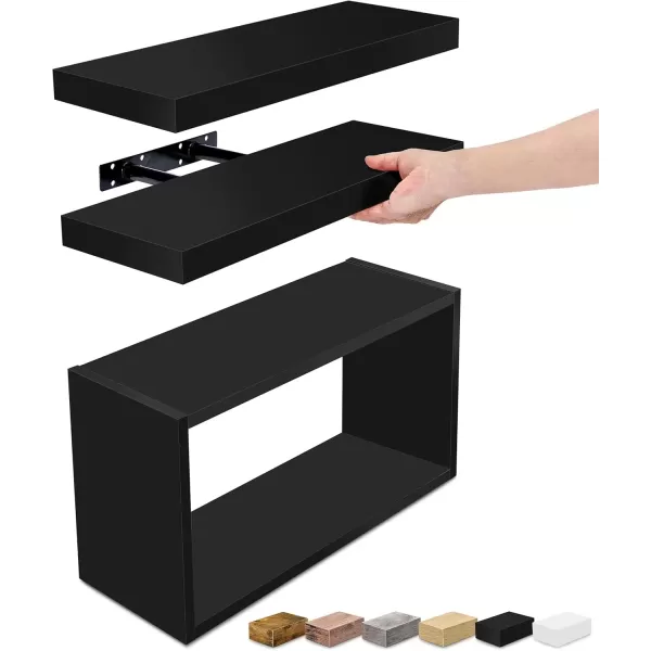 imageSorbus Floating Shelves for Wall Bathroom Shelves Wall Mounted for Kitchen Bedroom Bathroom Storage Over Toilet Hanging Book Shelf for Wall Home Decor Living Room Grey 3 PackBlack