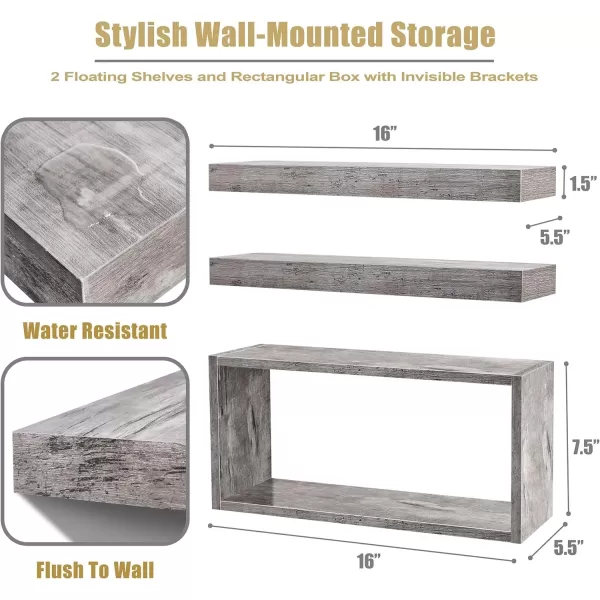 imageSorbus Floating Shelves for Wall Bathroom Shelves Wall Mounted for Kitchen Bedroom Bathroom Storage Over Toilet Hanging Book Shelf for Wall Home Decor Living Room Grey 3 PackGrey