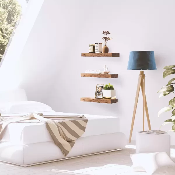 imageSorbus Floating Shelves for Wall Bathroom Shelves Wall Mounted for Kitchen Bedroom Bathroom Storage Over Toilet Hanging Book Shelf for Wall Home Decor Living Room Grey 3 PackMahogany