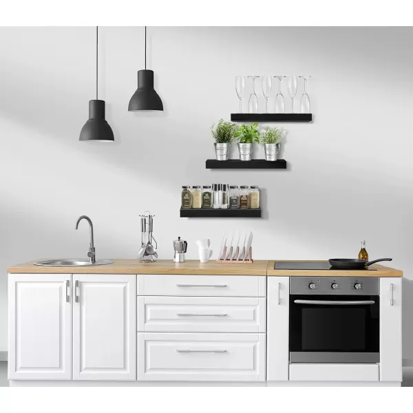 imageSorbus Floating Shelves for Wall Bathroom Shelves Wall Mounted for Kitchen Bedroom Bathroom Storage Over Toilet Hanging Book Shelf for Wall Home Decor Living Room Grey 3 PackBlack