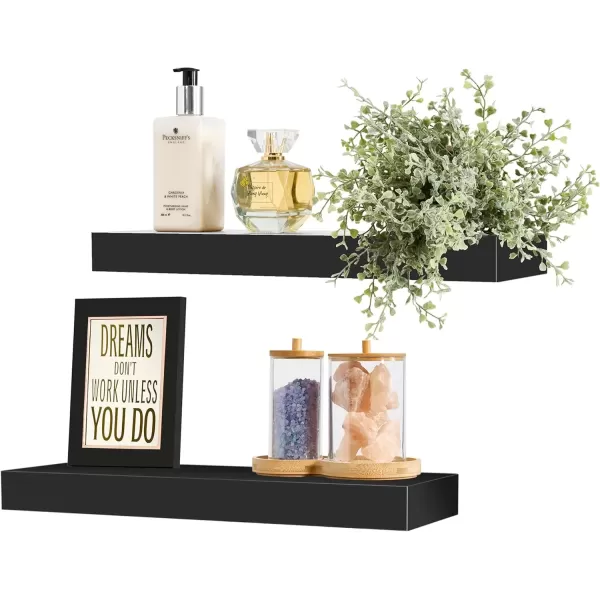 imageSorbus Floating Shelves for Wall Bathroom Shelves Wall Mounted for Kitchen Bedroom Bathroom Storage Over Toilet Hanging Book Shelf for Wall Home Decor Living Room Grey 3 PackBlack