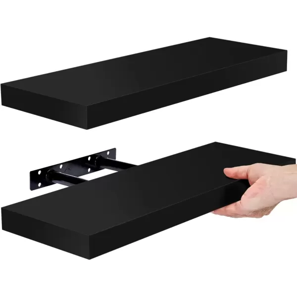imageSorbus Floating Shelves for Wall Bathroom Shelves Wall Mounted for Kitchen Bedroom Bathroom Storage Over Toilet Hanging Book Shelf for Wall Home Decor Living Room Grey 3 PackBlack