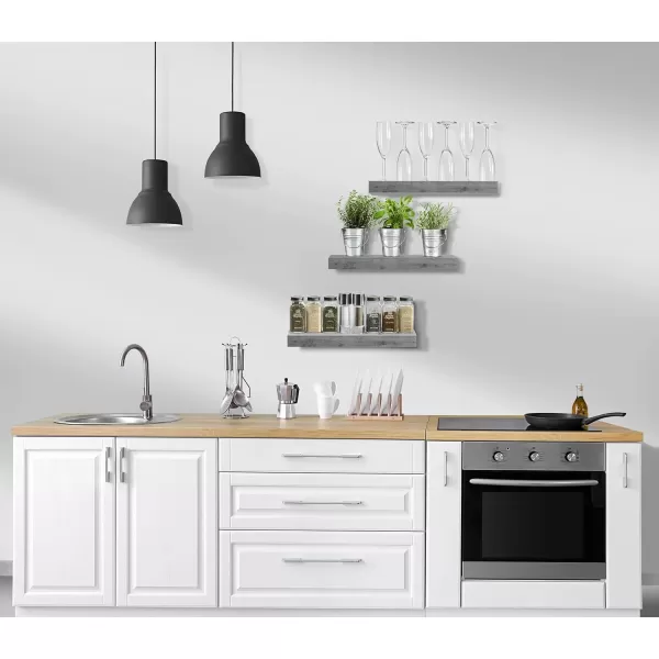 imageSorbus Floating Shelves for Wall Bathroom Shelves Wall Mounted for Kitchen Bedroom Bathroom Storage Over Toilet Hanging Book Shelf for Wall Home Decor Living Room Grey 3 PackGrey
