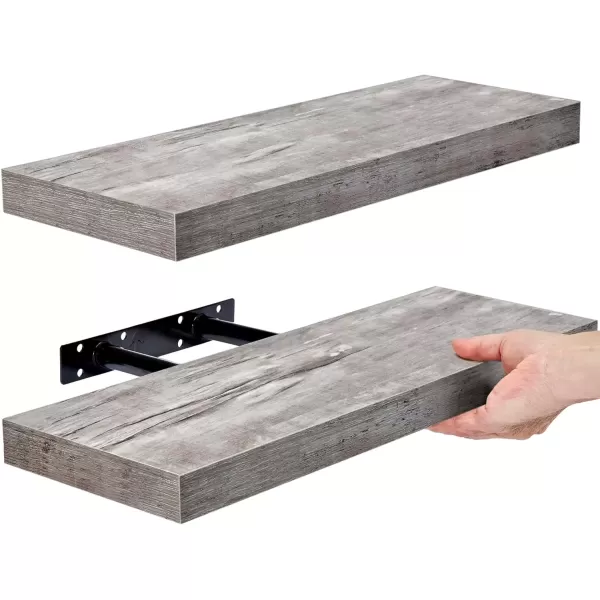 imageSorbus Floating Shelves for Wall Bathroom Shelves Wall Mounted for Kitchen Bedroom Bathroom Storage Over Toilet Hanging Book Shelf for Wall Home Decor Living Room Grey 3 PackGrey
