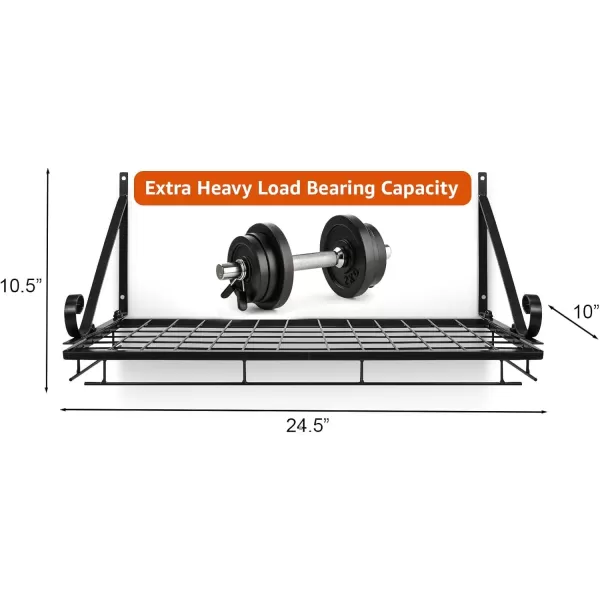 imageSorbus Hanging Pot Rack  Wall Mounted Pot Rack storage shelf hanging rack  Pots and Pans Rack shelf Organizer holder pot hanger  10 S Hooks  kitchen cookware utensils pans 2 DIY Methods BlackBlack
