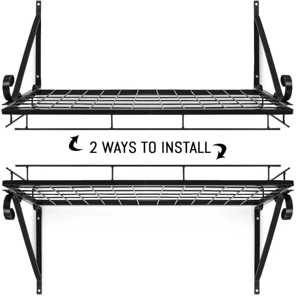 imageSorbus Hanging Pot Rack  Wall Mounted Pot Rack storage shelf hanging rack  Pots and Pans Rack shelf Organizer holder pot hanger  10 S Hooks  kitchen cookware utensils pans 2 DIY Methods BlackBlack