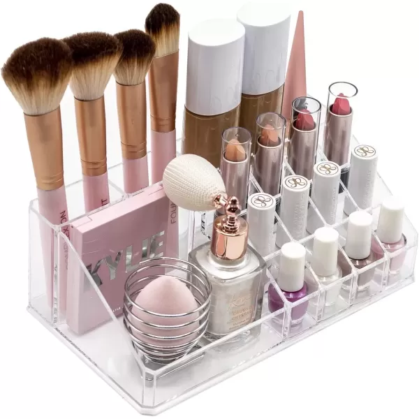 imageSorbus Large Makeup Organizer  Clear Stackable Jewelry Makeup Organizer for Vanity Bathroom Storage Display Case  12 Drawers Cosmetic Beauty Organizers and Storage with Lipstick Makeup Brush HolderMarble