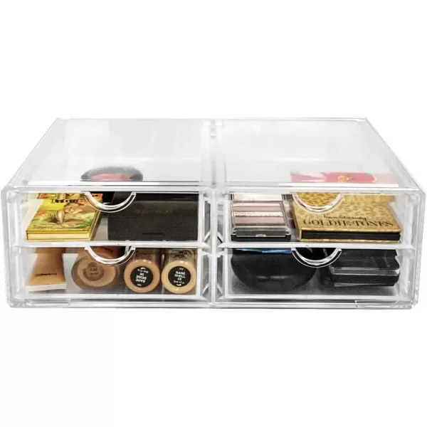 imageSorbus Large Stackable Acrylic Drawers  2 Clear Storage Drawers for Organizing Make up Nail Polish Hair Accessories and Beauty Supplies  Makeup Organizer for Vanity Bathroom Organizer Countertop4 Drawers