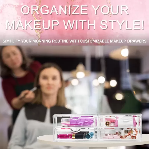 imageSorbus Large Stackable Acrylic Drawers  2 Clear Storage Drawers for Organizing Make up Nail Polish Hair Accessories and Beauty Supplies  Makeup Organizer for Vanity Bathroom Organizer Countertop4 Drawers