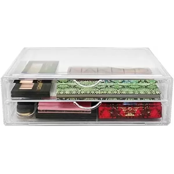 imageSorbus Large Stackable Acrylic Drawers  2 Clear Storage Drawers for Organizing Make up Nail Polish Hair Accessories and Beauty Supplies  Makeup Organizer for Vanity Bathroom Organizer Countertop2 Wide Drawers
