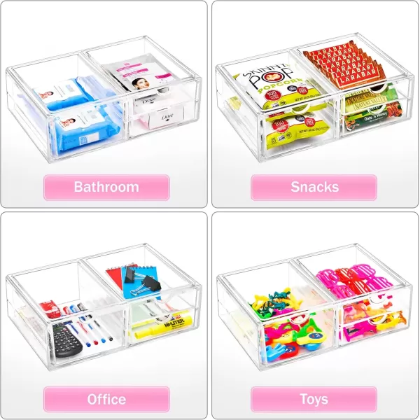 imageSorbus Large Stackable Acrylic Drawers  2 Clear Storage Drawers for Organizing Make up Nail Polish Hair Accessories and Beauty Supplies  Makeup Organizer for Vanity Bathroom Organizer Countertop3 Drawers