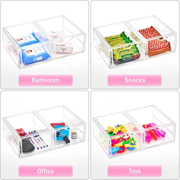 imageSorbus Large Stackable Acrylic Drawers  2 Clear Storage Drawers for Organizing Make up Nail Polish Hair Accessories and Beauty Supplies  Makeup Organizer for Vanity Bathroom Organizer Countertop2 Drawers