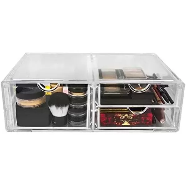imageSorbus Large Stackable Acrylic Drawers  2 Clear Storage Drawers for Organizing Make up Nail Polish Hair Accessories and Beauty Supplies  Makeup Organizer for Vanity Bathroom Organizer Countertop3 Drawers