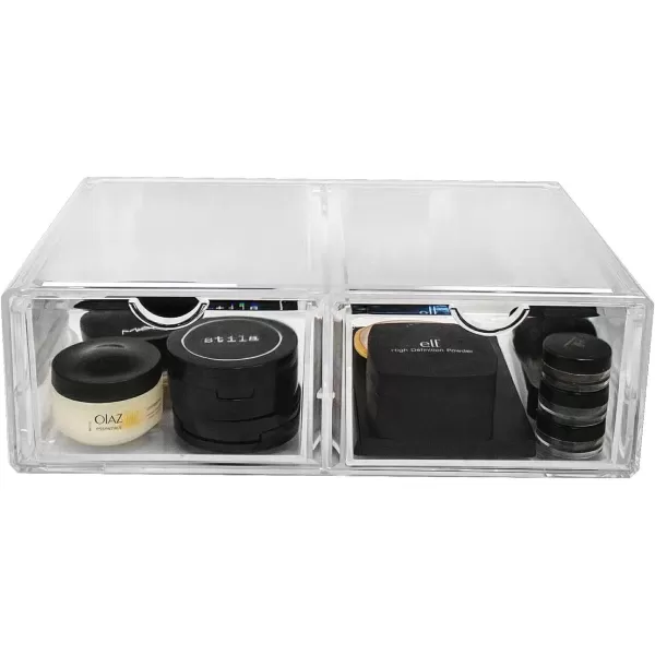 imageSorbus Large Stackable Acrylic Drawers  2 Clear Storage Drawers for Organizing Make up Nail Polish Hair Accessories and Beauty Supplies  Makeup Organizer for Vanity Bathroom Organizer Countertop2 Drawers