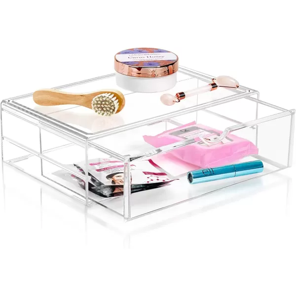 imageSorbus Large Stackable Acrylic Drawers  2 Clear Storage Drawers for Organizing Make up Nail Polish Hair Accessories and Beauty Supplies  Makeup Organizer for Vanity Bathroom Organizer Countertop1 Drawer