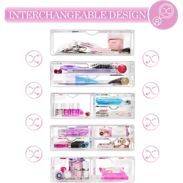imageSorbus Large Stackable Acrylic Drawers  2 Clear Storage Drawers for Organizing Make up Nail Polish Hair Accessories and Beauty Supplies  Makeup Organizer for Vanity Bathroom Organizer Countertop1 Drawer