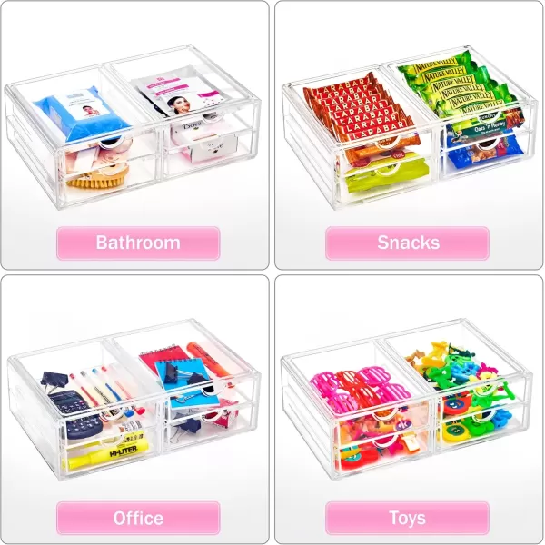 imageSorbus Large Stackable Acrylic Drawers  2 Clear Storage Drawers for Organizing Make up Nail Polish Hair Accessories and Beauty Supplies  Makeup Organizer for Vanity Bathroom Organizer Countertop4 Drawers