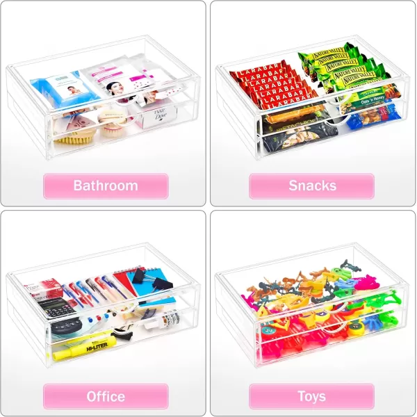 imageSorbus Large Stackable Acrylic Drawers  2 Clear Storage Drawers for Organizing Make up Nail Polish Hair Accessories and Beauty Supplies  Makeup Organizer for Vanity Bathroom Organizer Countertop2 Wide Drawers