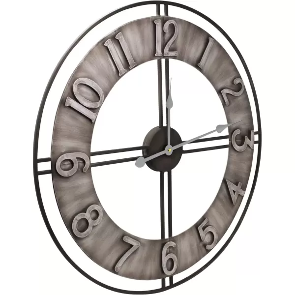 imageSorbus Large Wall Clock 24quot Decorative for Kitchen Bedrooms Office Analog Modern Farmhouse Style Silent Round Chunky Number Home Decor Quartz Battery Operated Gray Metal