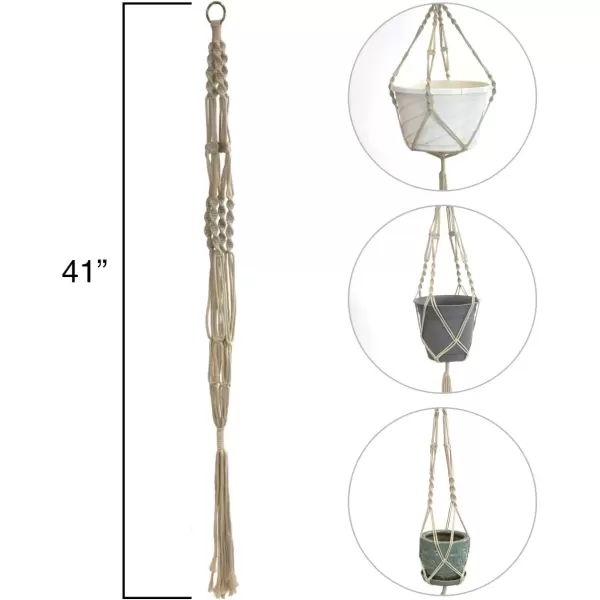 imageSorbus Macrame Plant Hanger 4 Pack Indoor Outdoor Hanging Plant Pots Cotton Rope Elegant for Home Patio Garden White