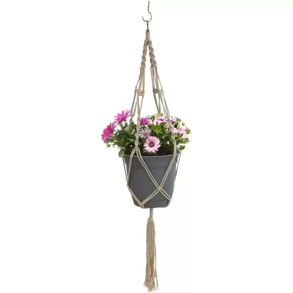 imageSorbus Macrame Plant Hanger 4 Pack Indoor Outdoor Hanging Plant Pots Cotton Rope Elegant for Home Patio Garden White