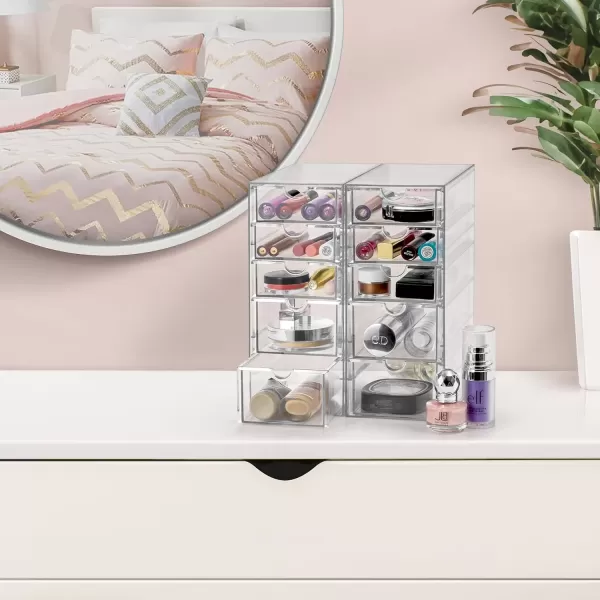 imageSorbus Makeup Organizer With 6 Drawers Acrylic Drawer Organizer for Makeup Office Organization and Storage Art Supplies Jewelry Stationary  4 Pcs Clear Stackable Storage Bins Organizer Drawers10 Drawers