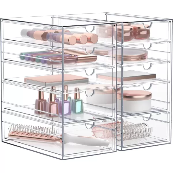 imageSorbus Makeup Organizer With 6 Drawers Acrylic Drawer Organizer for Makeup Office Organization and Storage Art Supplies Jewelry Stationary  4 Pcs Clear Stackable Storage Bins Organizer Drawers10 Drawers