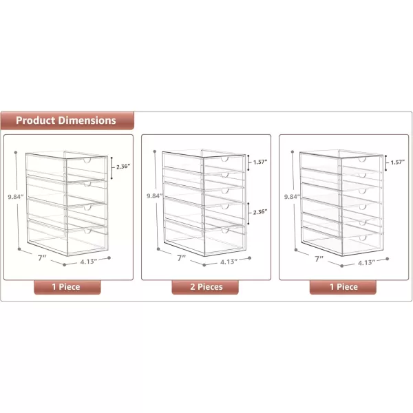 imageSorbus Makeup Organizer With 6 Drawers Acrylic Drawer Organizer for Makeup Office Organization and Storage Art Supplies Jewelry Stationary  4 Pcs Clear Stackable Storage Bins Organizer Drawers20 Drawers